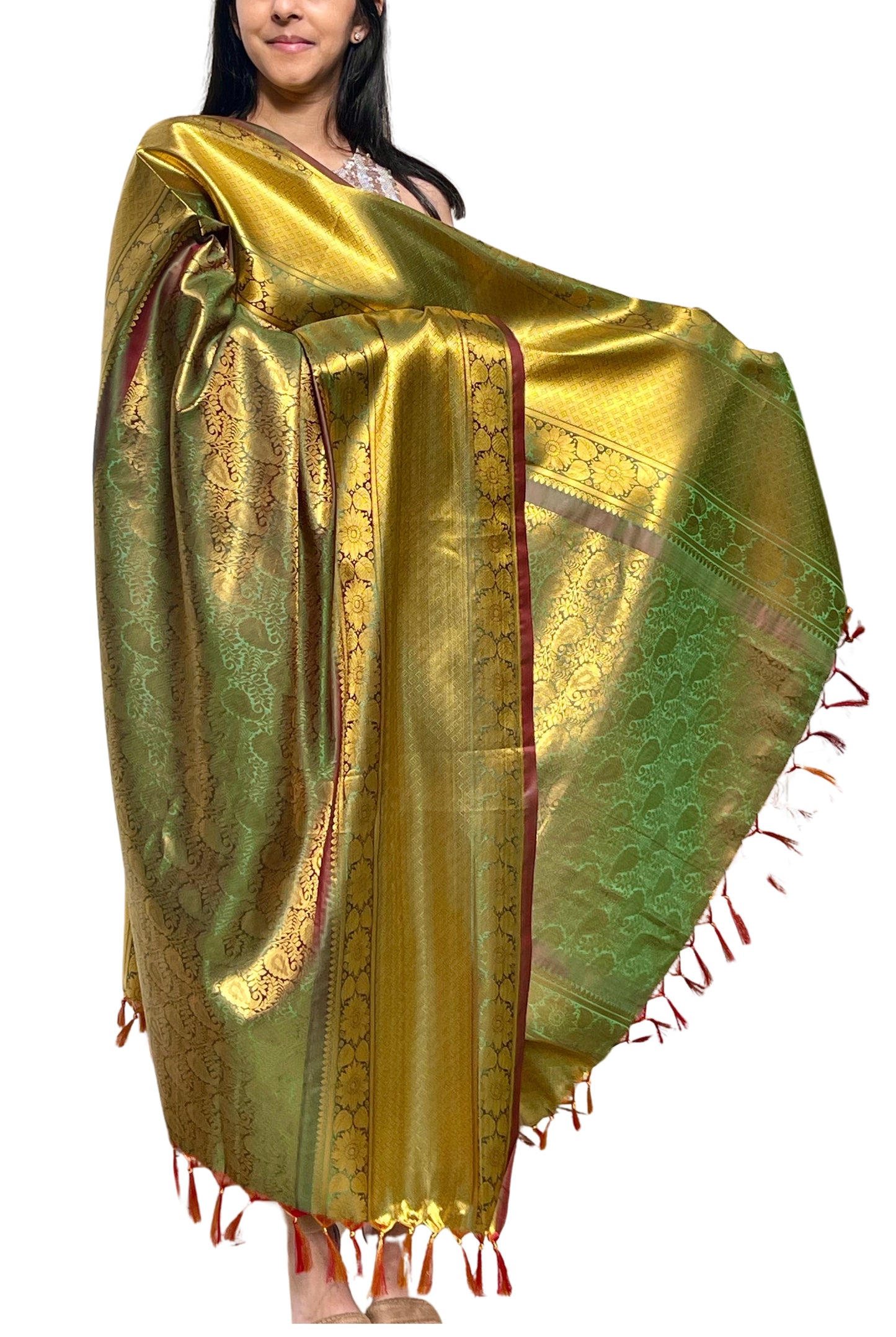 Heart of Gold Brocade Silk Stole
