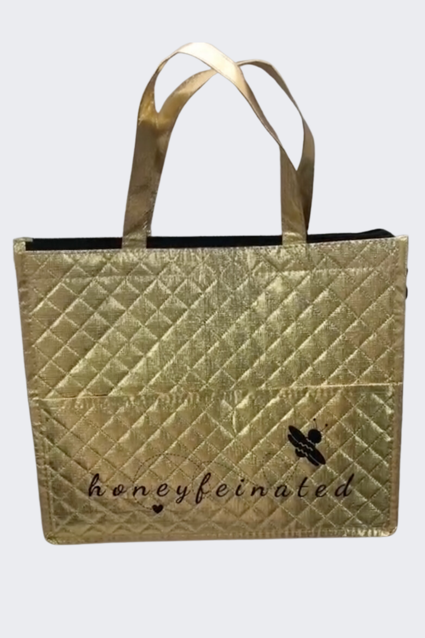 Honeyfeinated Gold Metallic Tote Bag