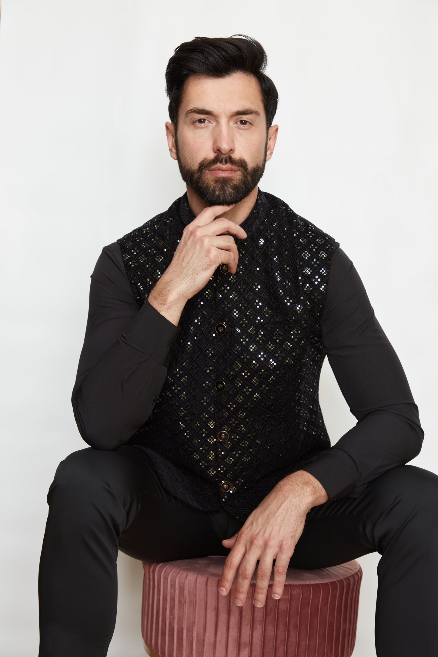 Starry Night Velvet Designer Formal Jacket Vest