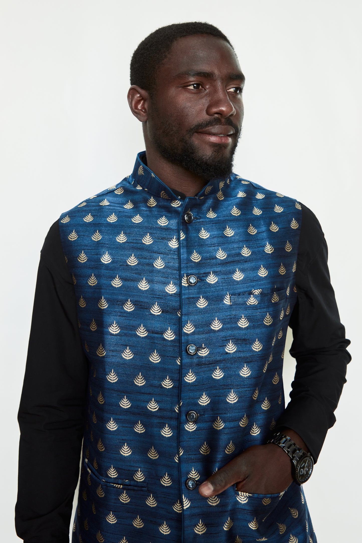 Goldleaf Brocade Silk Formal Jacket Vest