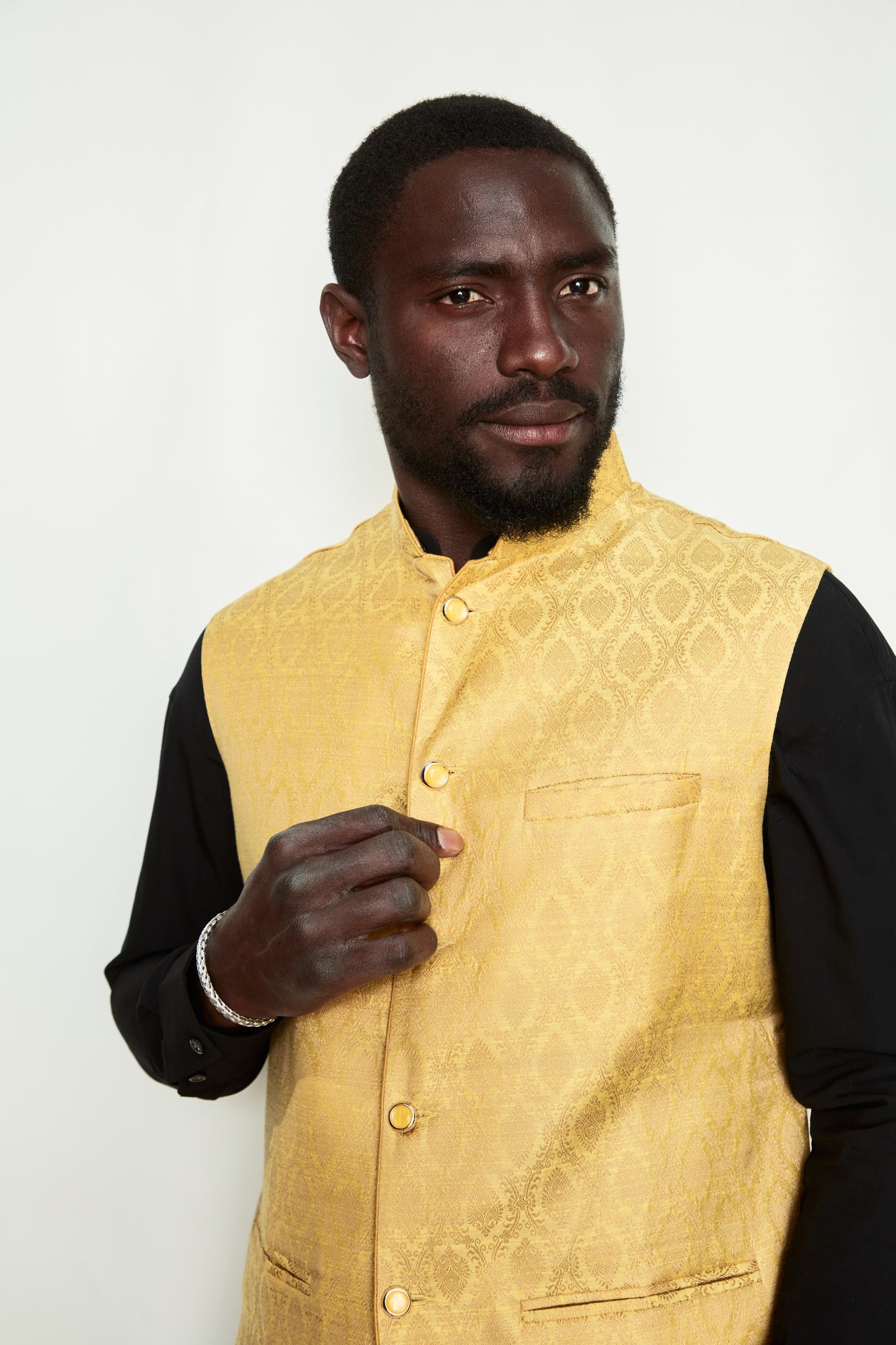 Golden Hour Brocade Silk Formal Jacket Vest