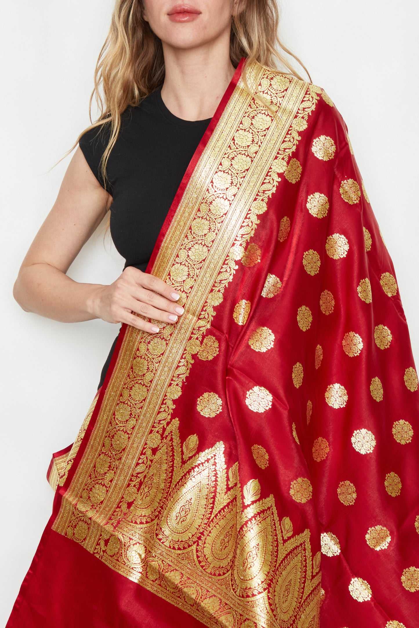 Floral Blooms Brocade Silk Stole