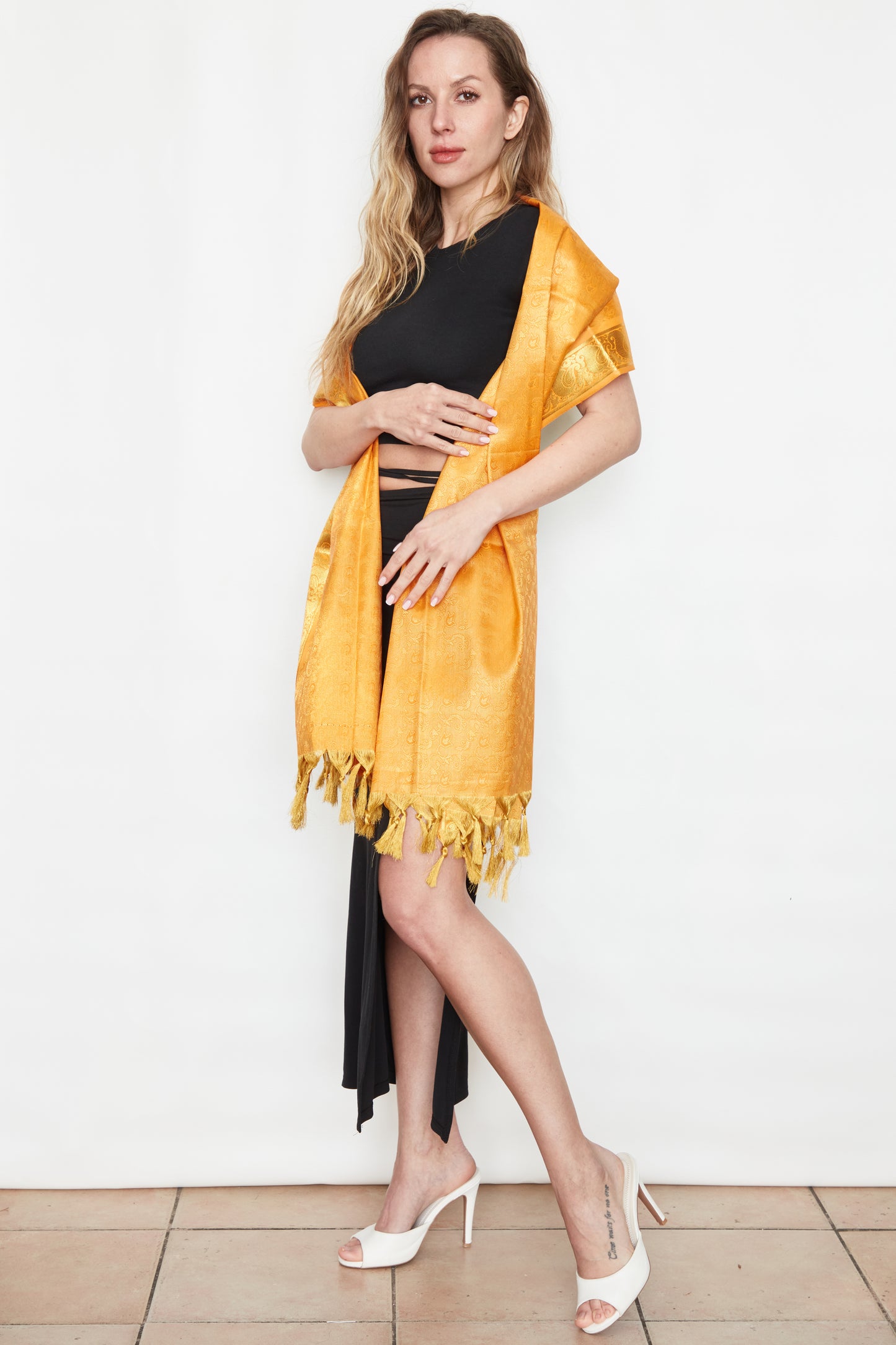 Kesariya Brocade Silk Stole