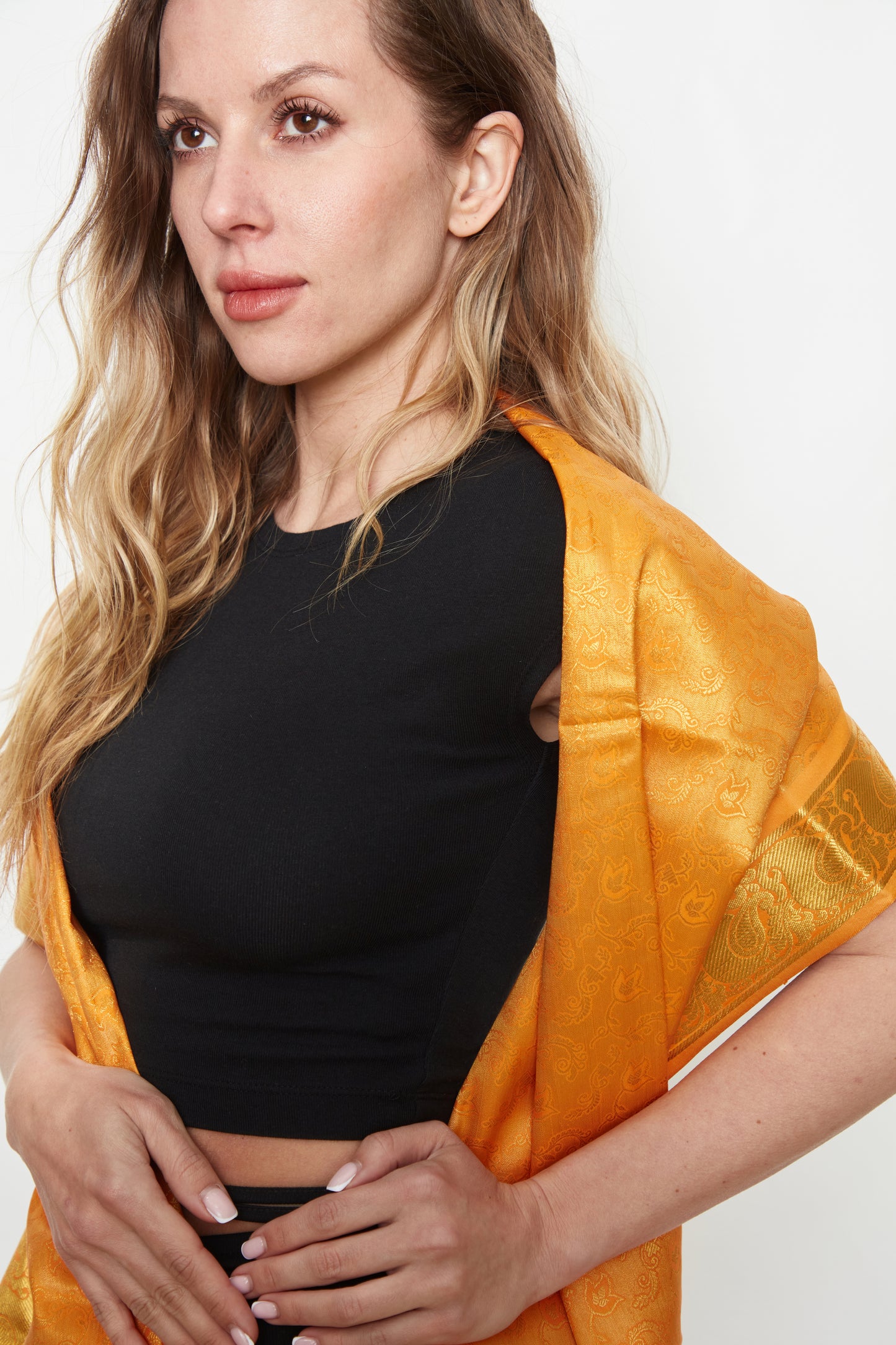 Kesariya Brocade Silk Stole