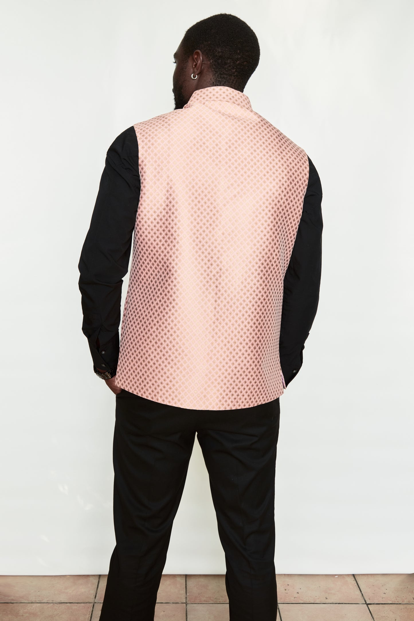 Rose Brocade Silk Formal Jacket Vest