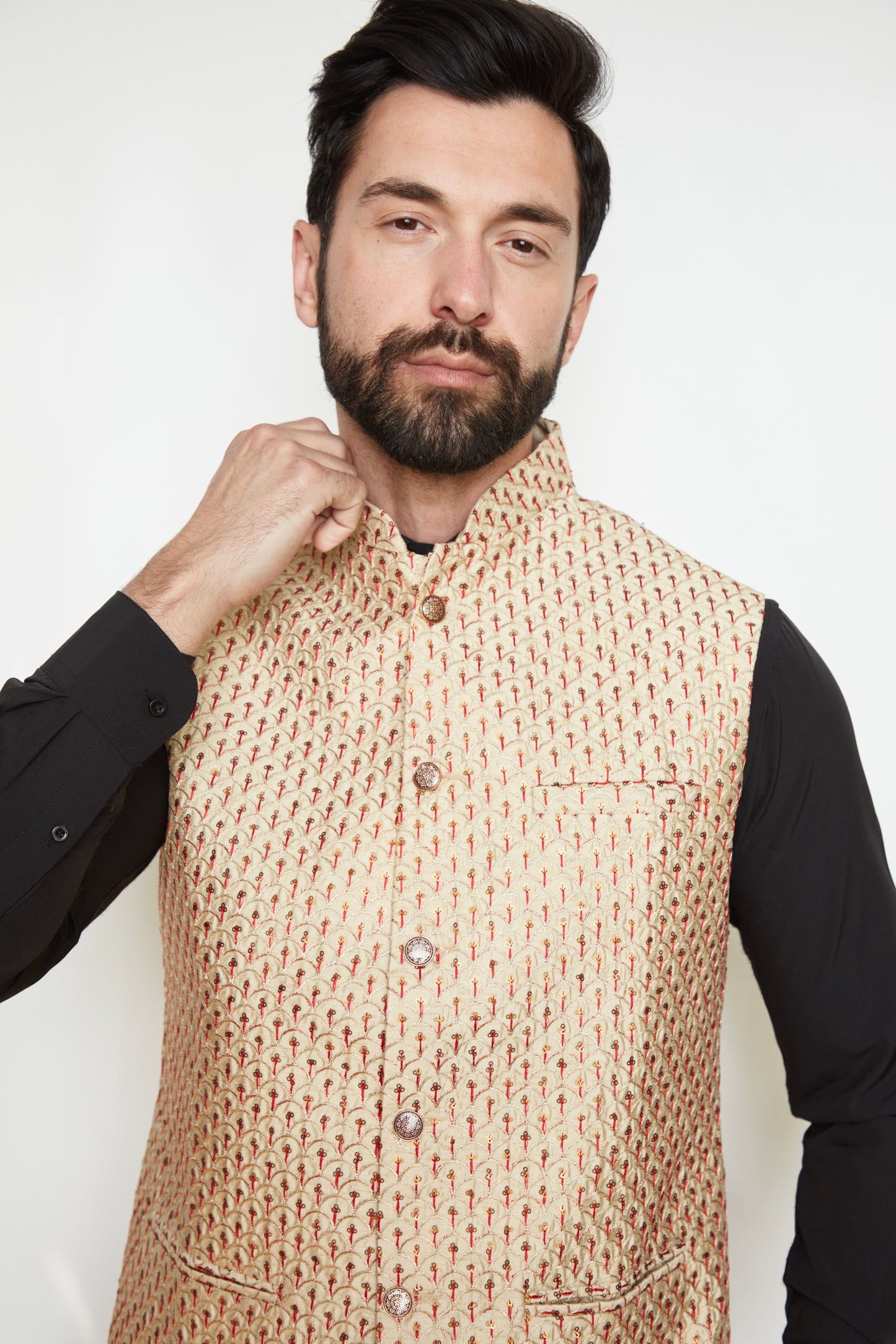 Festive Raw Silk Designer Formal Jacket Vest