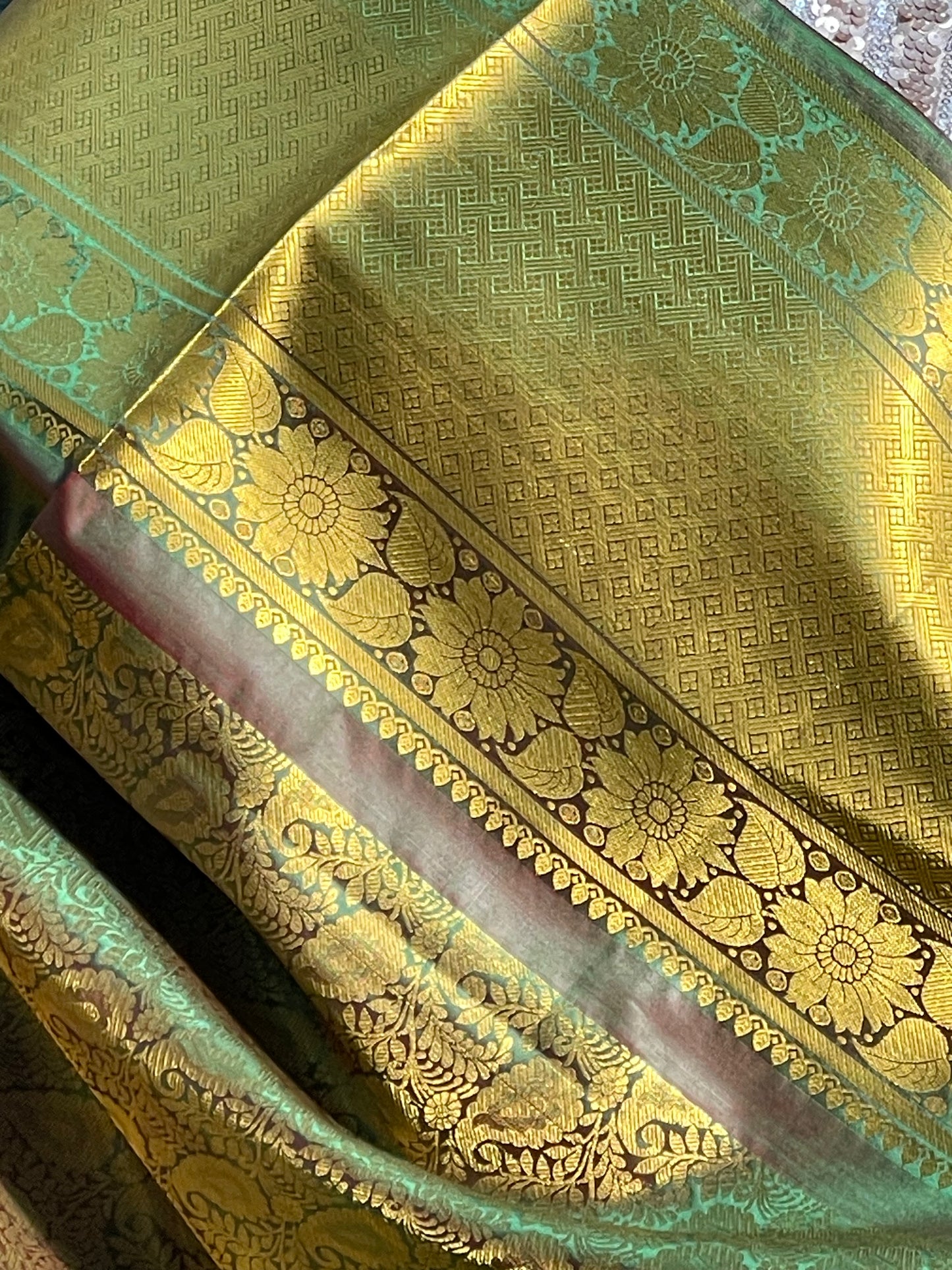Heart of Gold Brocade Silk Stole