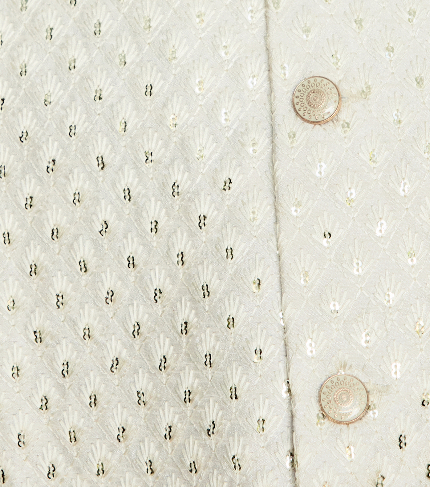 Ivory Fern Sequin Raw Silk Designer Formal Jacket Vest