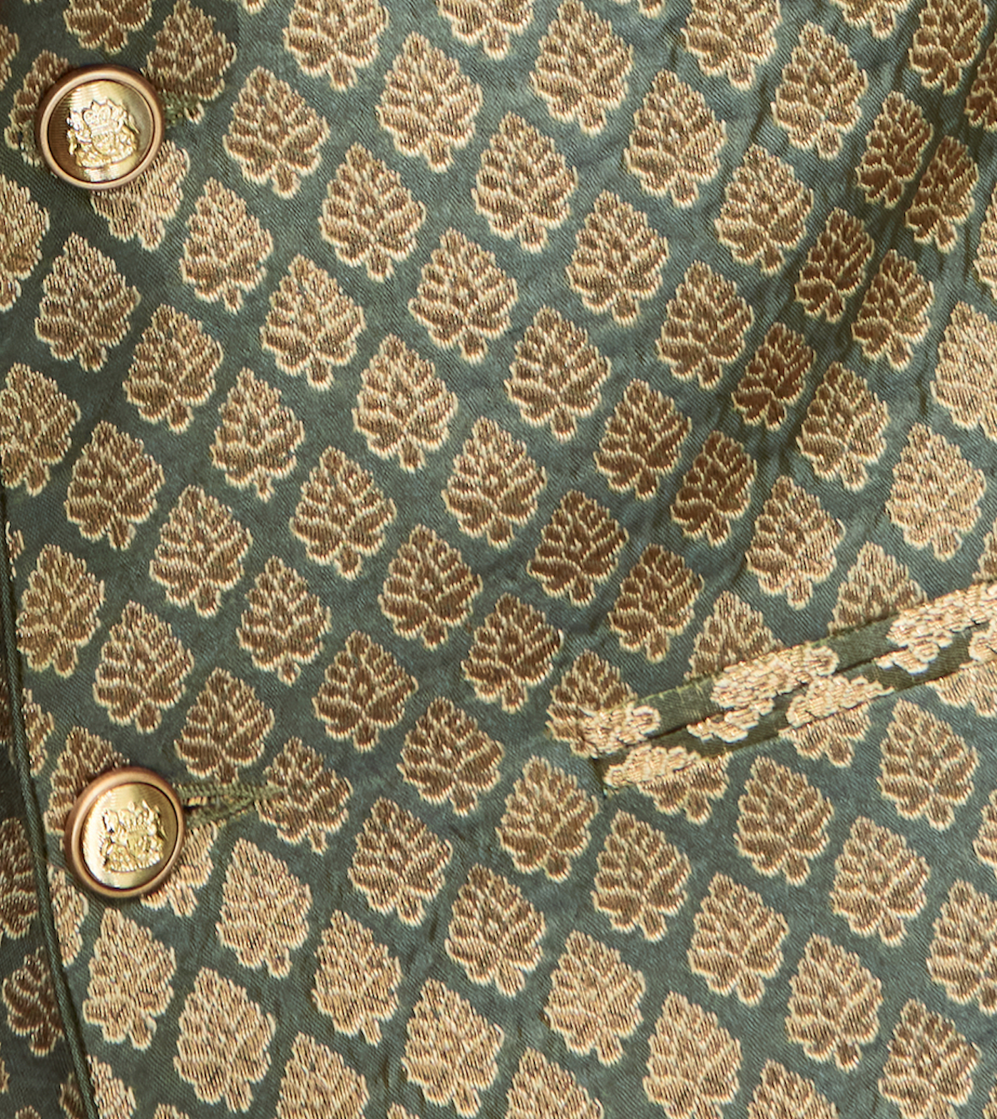 Majestic Sage Brocade Silk Formal Jacket Vest