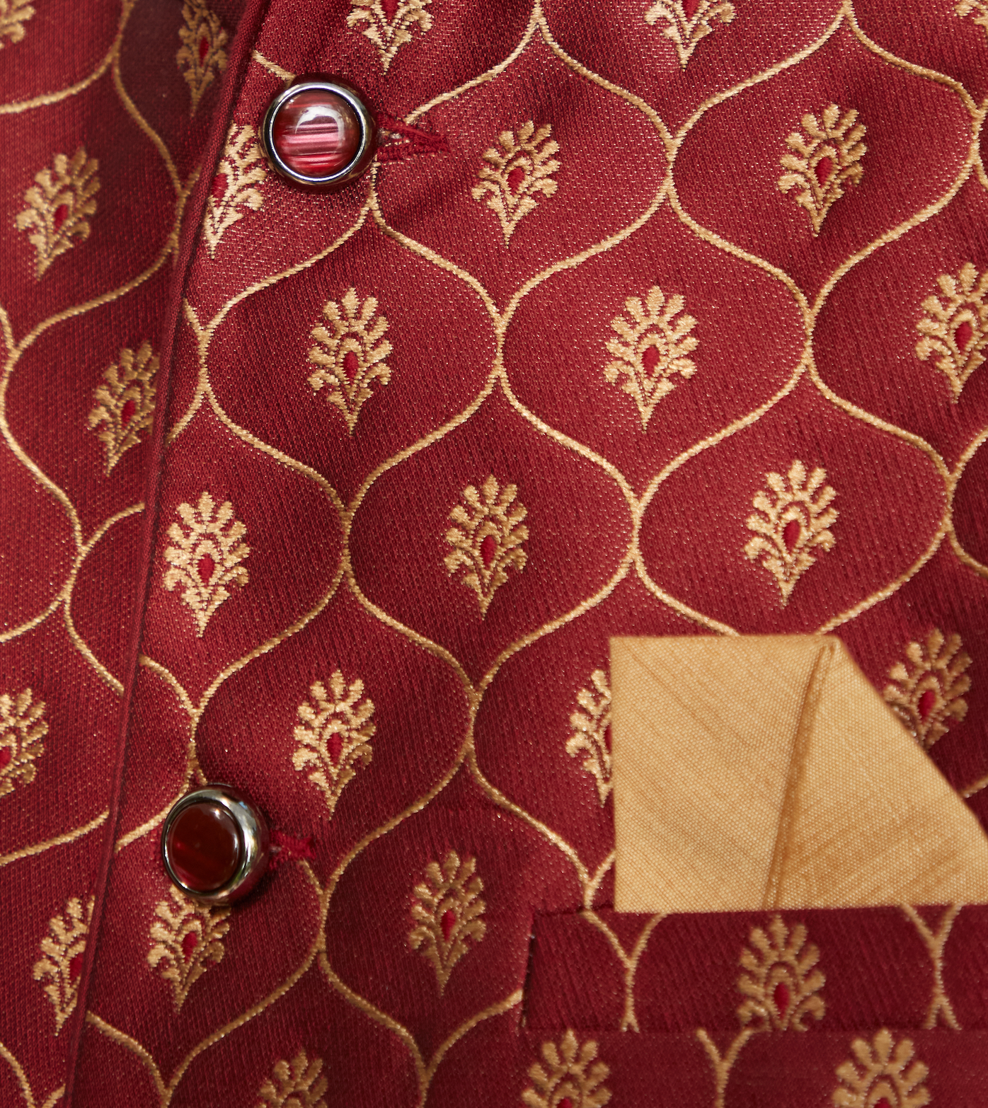 Ruby Lattice Brocade Silk Formal Jacket Vest