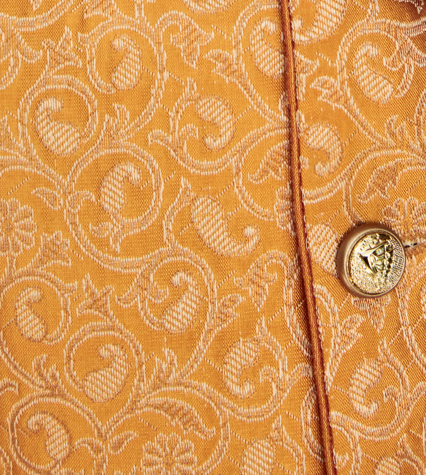Saffron Swirl Brocade Silk Formal Jacket Vest