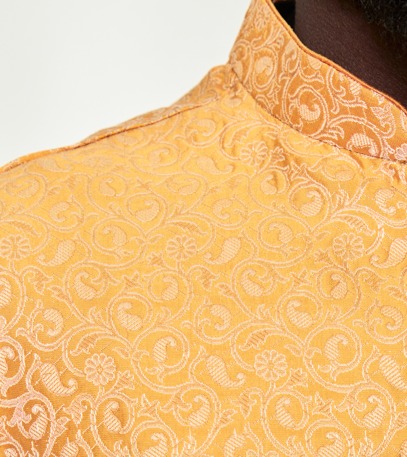 Saffron Swirl Brocade Silk Formal Jacket Vest