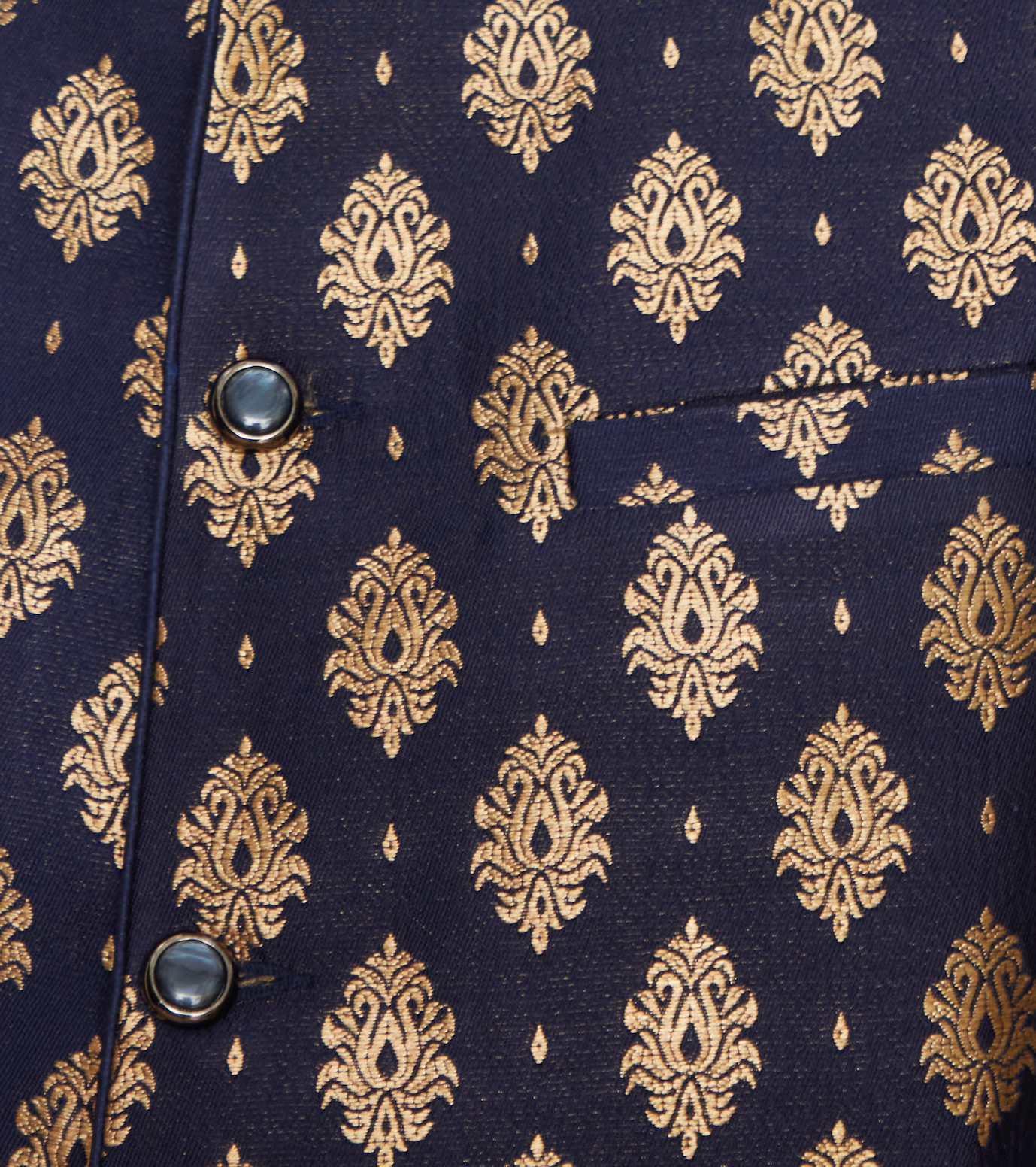 Sapphire Charm Brocade Silk Formal Jacket Vest