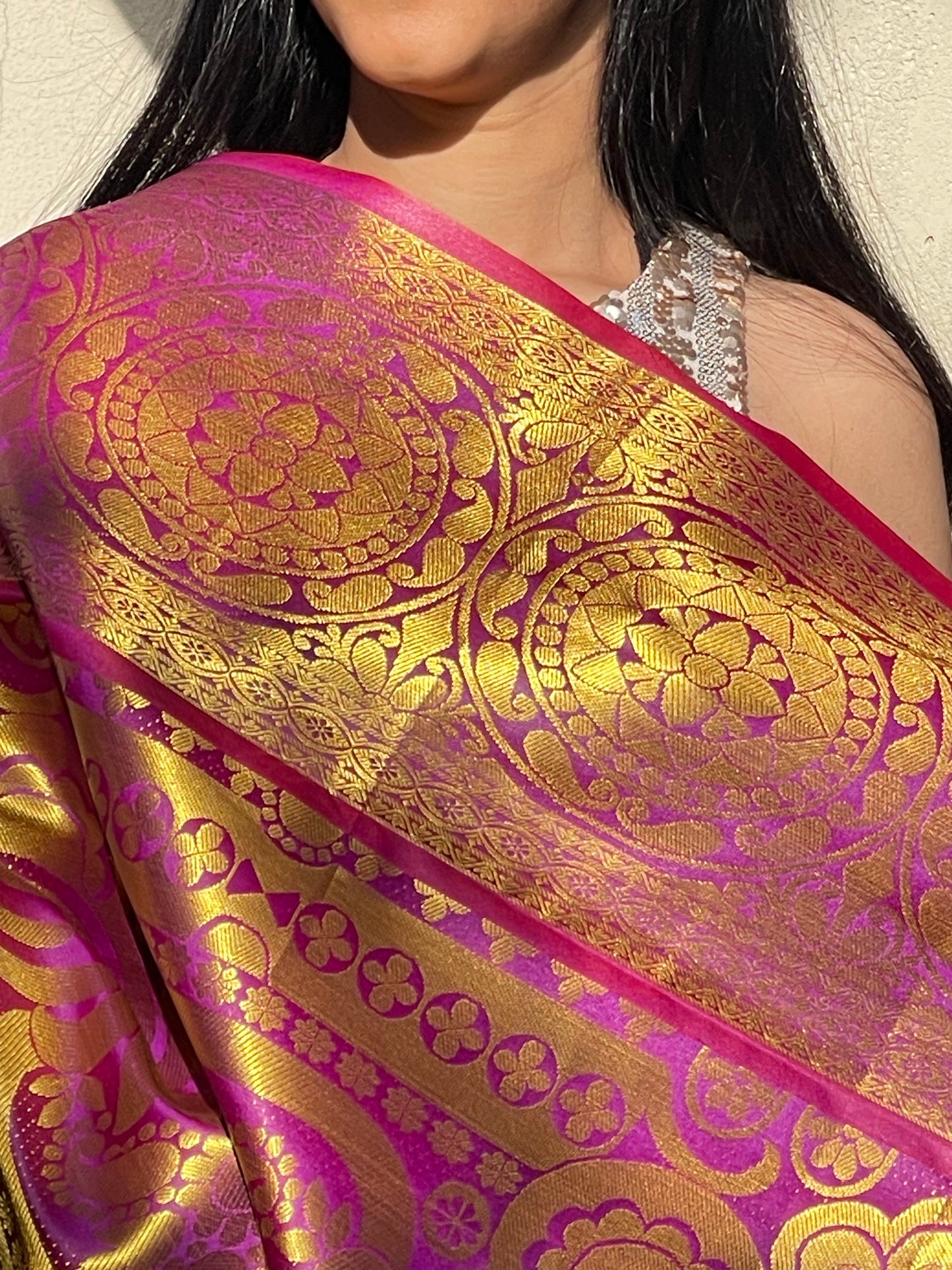 Gilded Lattice Brocade Silk Stole