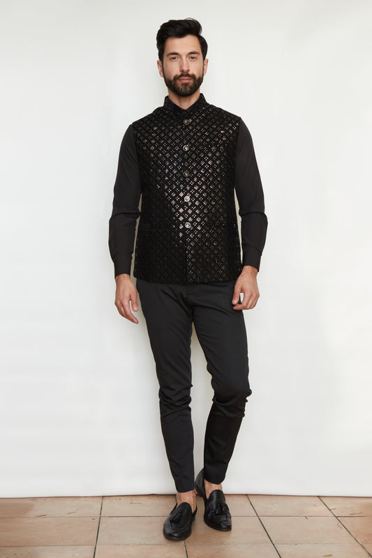 Starry Night Velvet Designer Formal Jacket Vest