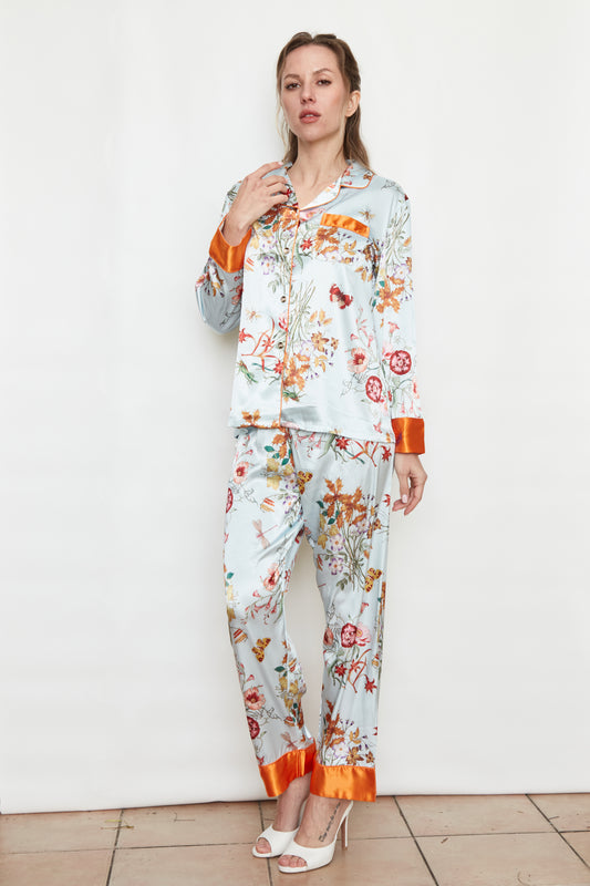 Honeysuckle Satin Pajama Set