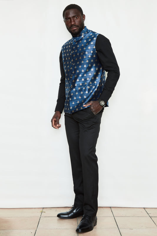 Goldleaf Brocade Silk Formal Jacket Vest