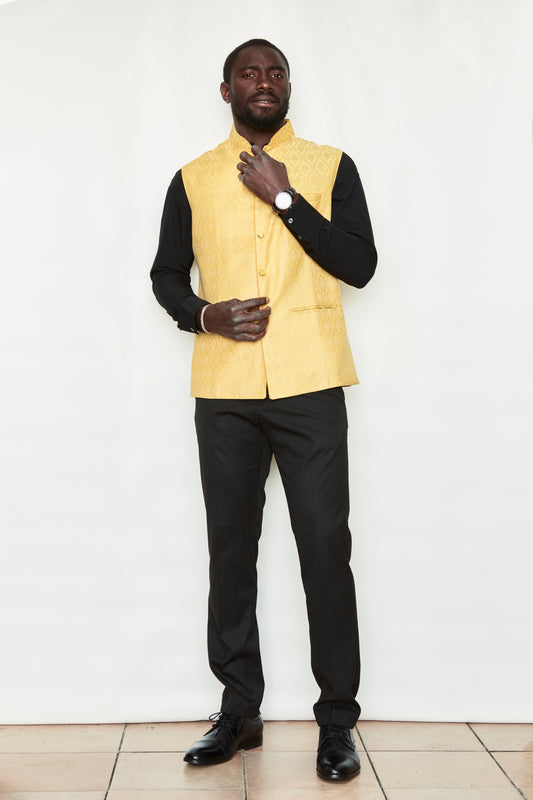 Golden Hour Brocade Silk Formal Jacket Vest
