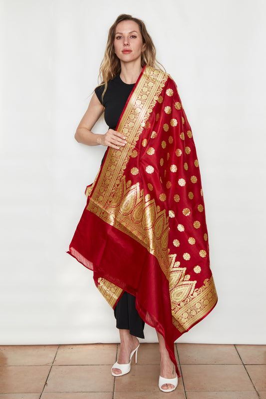 Floral Blooms Brocade Silk Stole