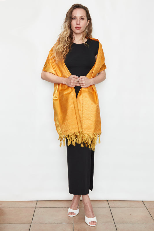 Kesariya Brocade Silk Stole