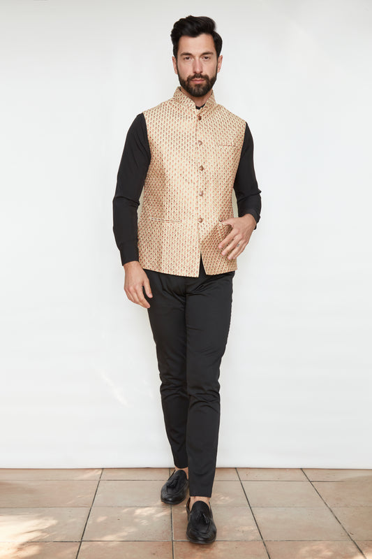 Festive Raw Silk Designer Formal Jacket Vest