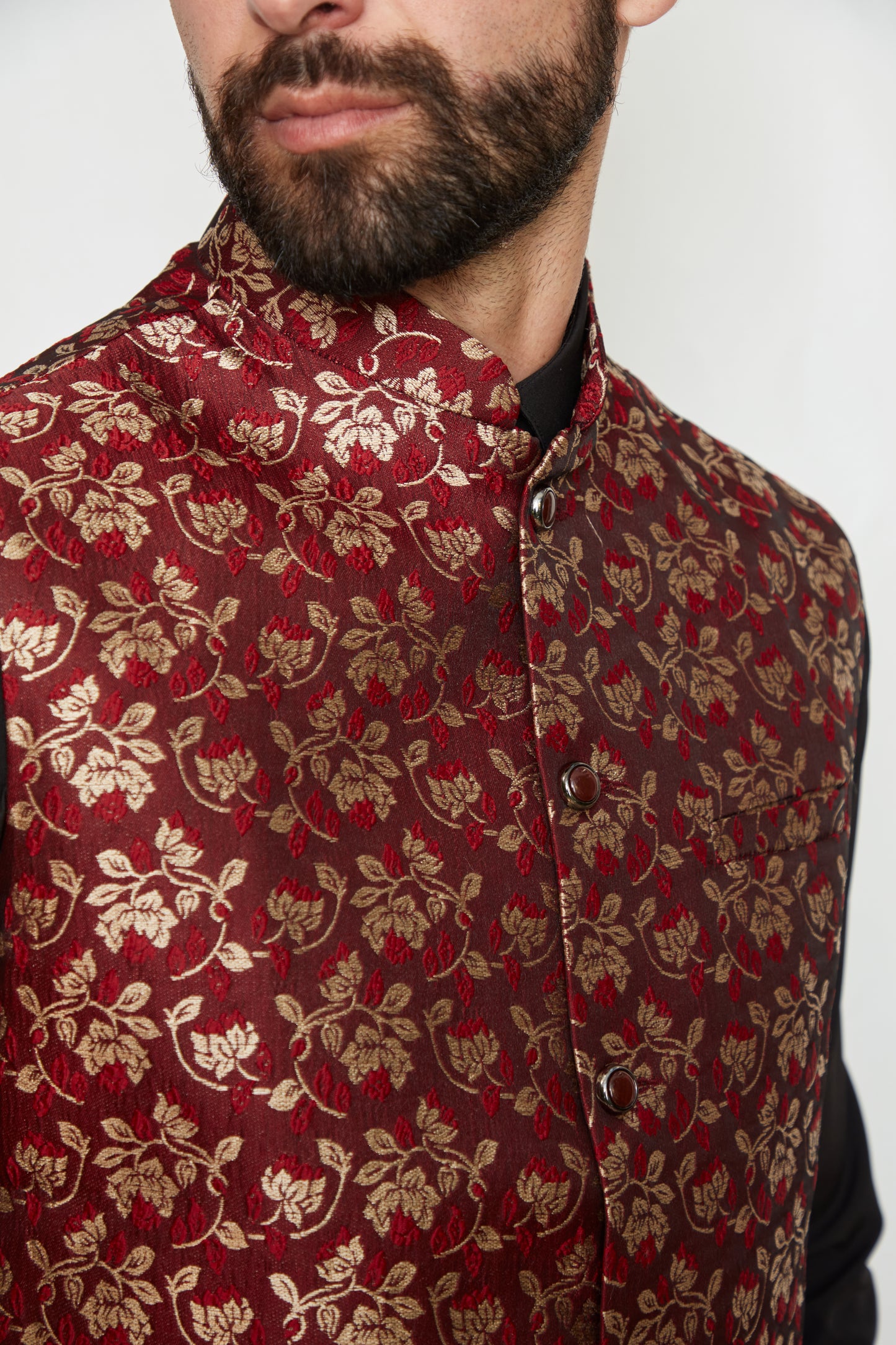 Crimson King Brocade Silk Formal Jacket Vest