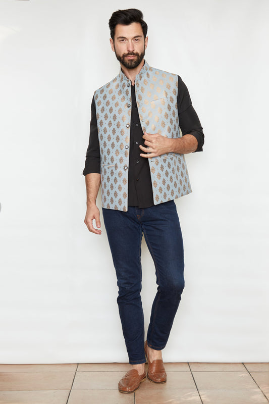 Suave Brocade Silk Formal Jacket Vest