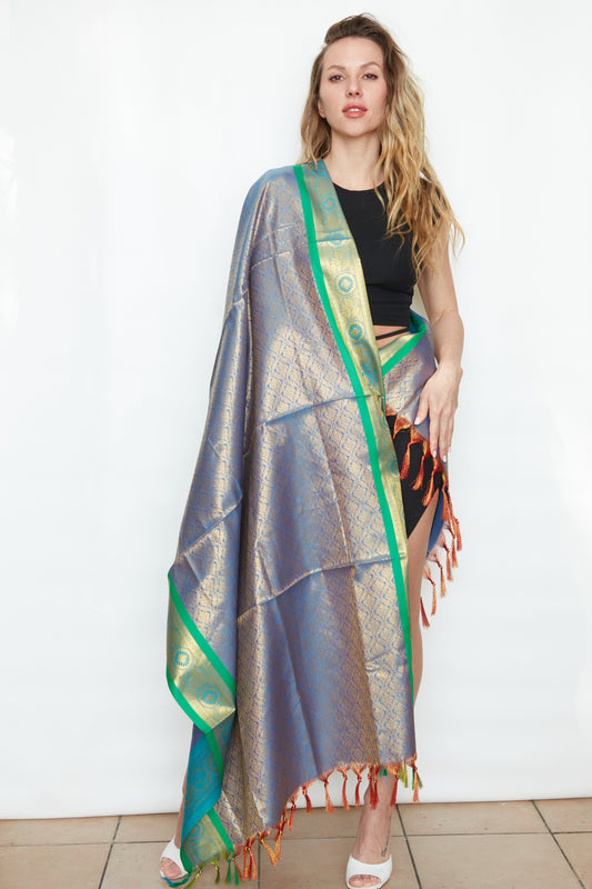 Lavender Meadow Brocade Silk Stole