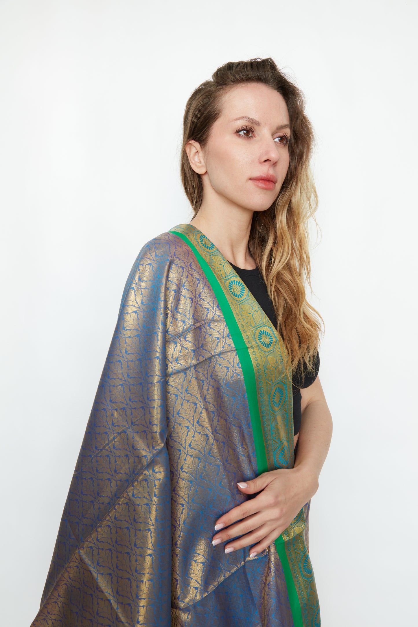 Lavender Meadow Brocade Silk Stole