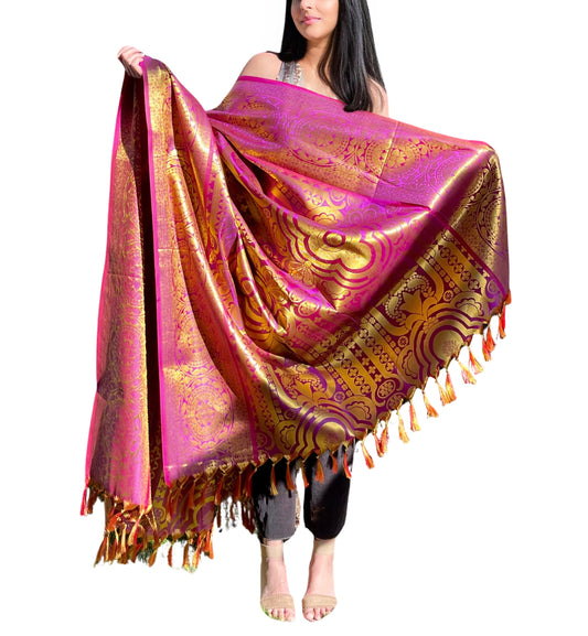 Gilded Lattice Brocade Silk Stole