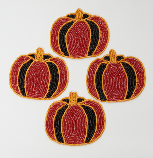 Glass Orb Pumpkin Coasters (Set of 4)