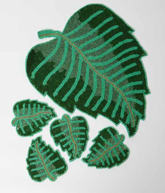 Emerald Jungle Beaded Coasters (Set of 4)