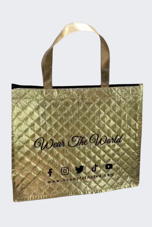 Honeyfeinated Gold Metallic Tote Bag